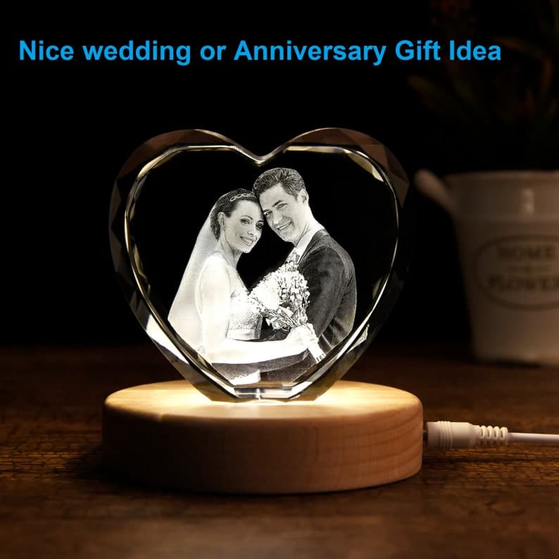 Custom 3D Crystal Photo Gifts, Personalized Crystal 3D Photo Heart, Laser Engraved 3D Crystal Picture, Custom Wedding Gift, Anniversary Gift ktclubs.com