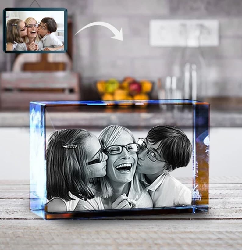 Custom 3D Glass Block Keepsake Portrait | Laser Engraved Portrait | Memorial Portrait | Family Keepsake Portrait | Gift for Family ktclubs.com