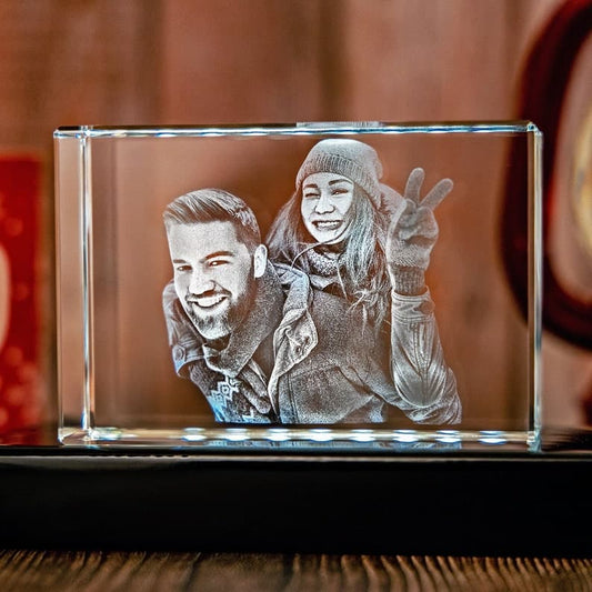 Custom Anniversary Gift, Personalized Holiday Picture, Christmas Tabletop Decor, Gift for Him, Gift for Her | 3D Photo Crystal Rectangle ktclubs.com