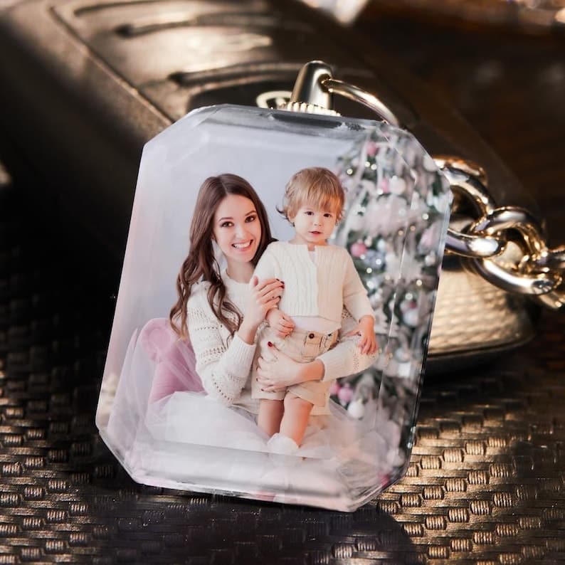 Custom Photo Keychain Personalized Picture Custom 3D Laser Crystal Keychains Photo Keychain Perfect Gift for Couples Family Best Friends ktclubs.com