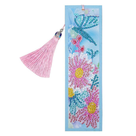 DIY Flower Special Shaped Diamond Leather Tassel Bookmark ktclubs.com