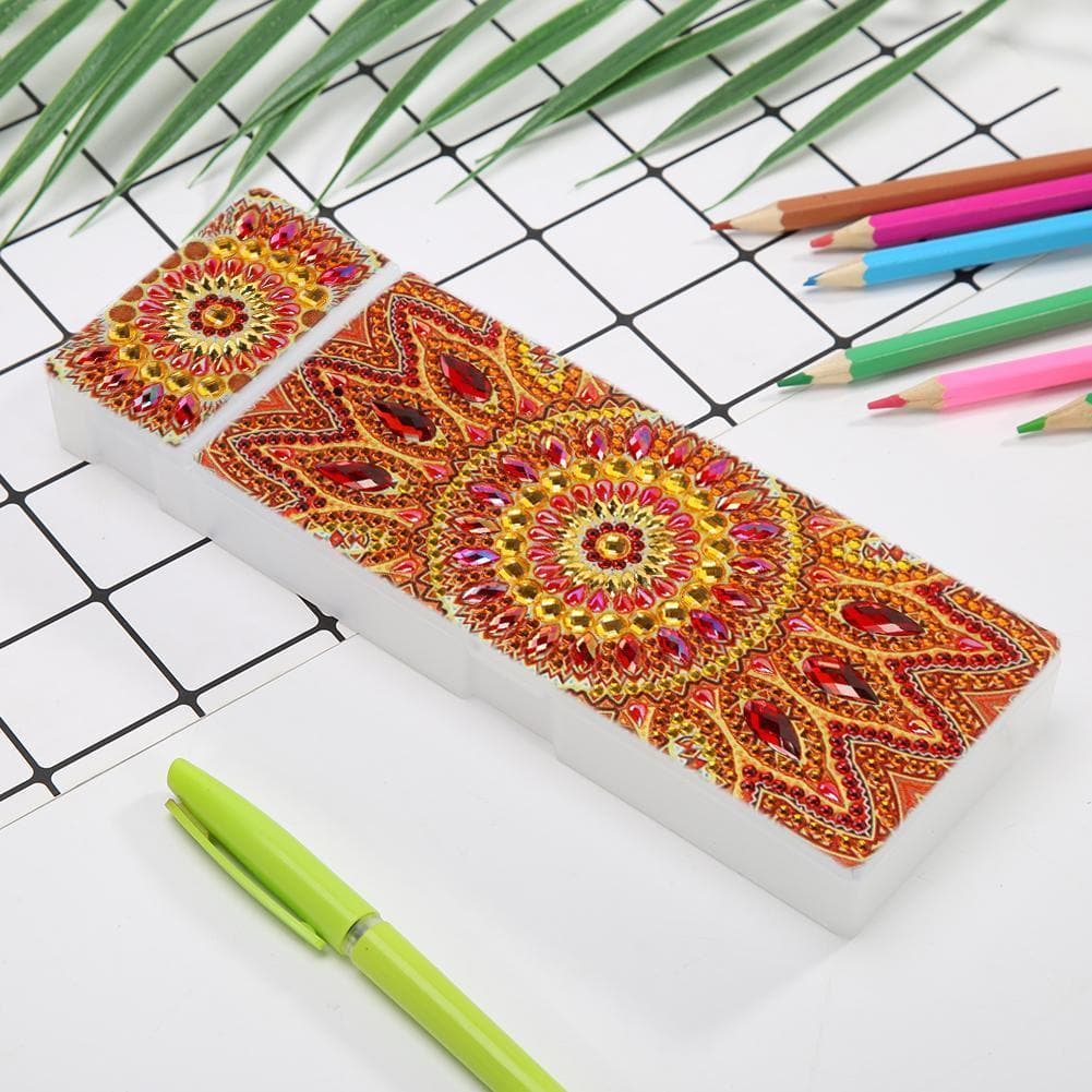 DIY Mandala Special Shaped Diamond Painting Students Pencil Storage Case ktclubs.com
