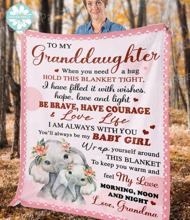 Elephant To My Granddaughter When You Need A Hug Hold This Blanket Tight Fleece Blanket, Sherpa Blanket- Gift for Granddaughter From Grandma ktclubs.com