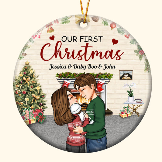 First Christmas - Personalized Ceramic Ornament - Christmas Gift For Spouse, Lover, Husband, Wife, Newly Wed, Newborn Baby