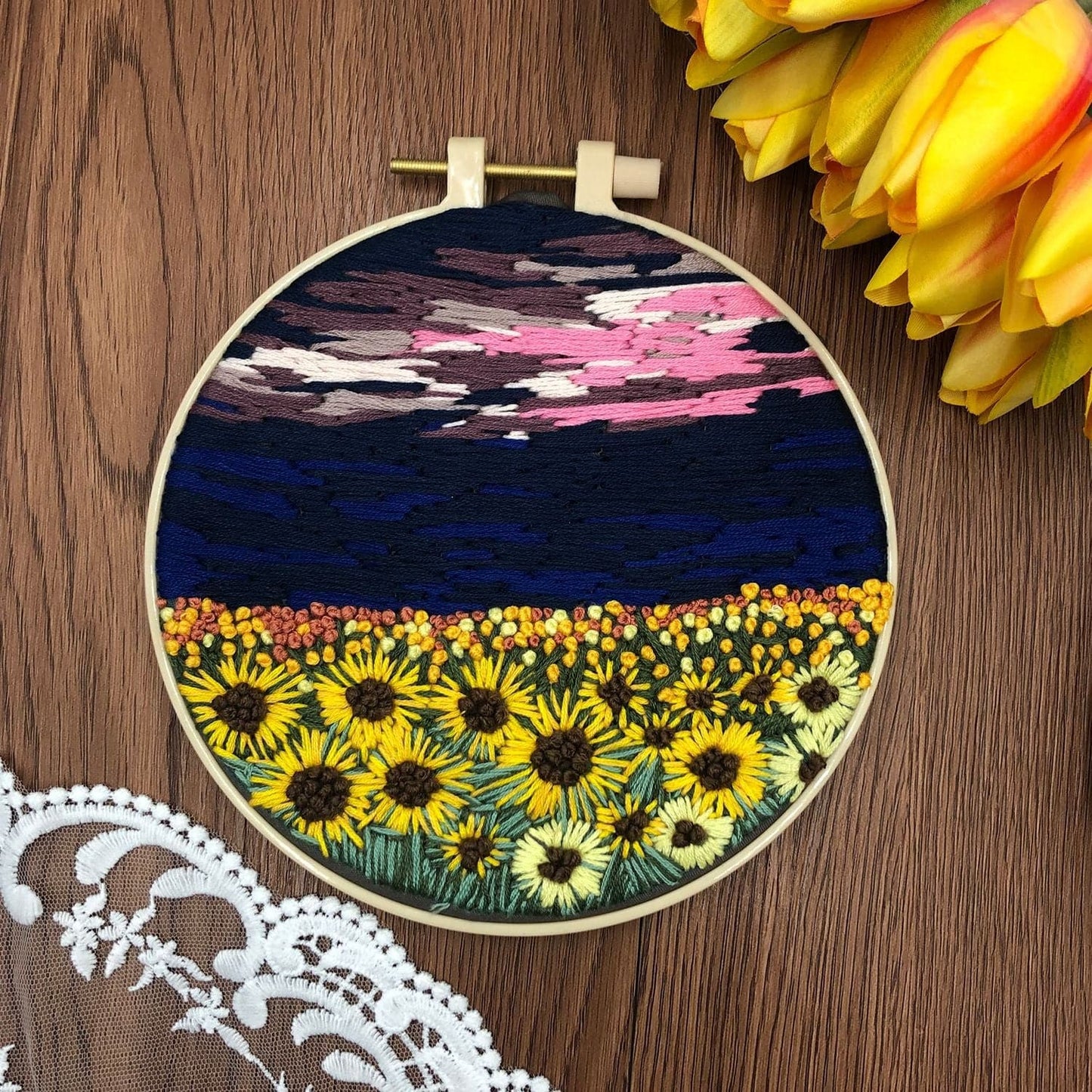 Flower Field-embroidery ktclubs.com