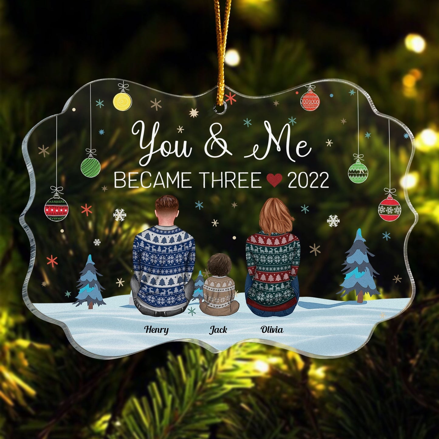 Growing Family, New Baby - Personalized Acrylic Ornament - Christmas, Loving Gift For Family Member, Mom, Dad