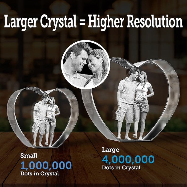 Heart Shaped 3D Crystal Engraved Photo | 3D Personalized & Custom Heart Crystal | LED Base optional | Mothers Day Gift | Love Keepsake ktclubs.com