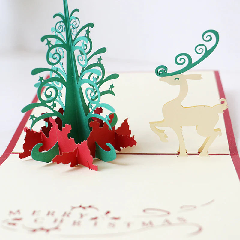 Hollow paper carving deer section-Recordable stereo greeting card ktclubs.com