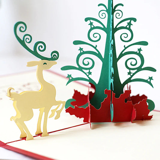 Hollow paper carving deer section-Recordable stereo greeting card ktclubs.com