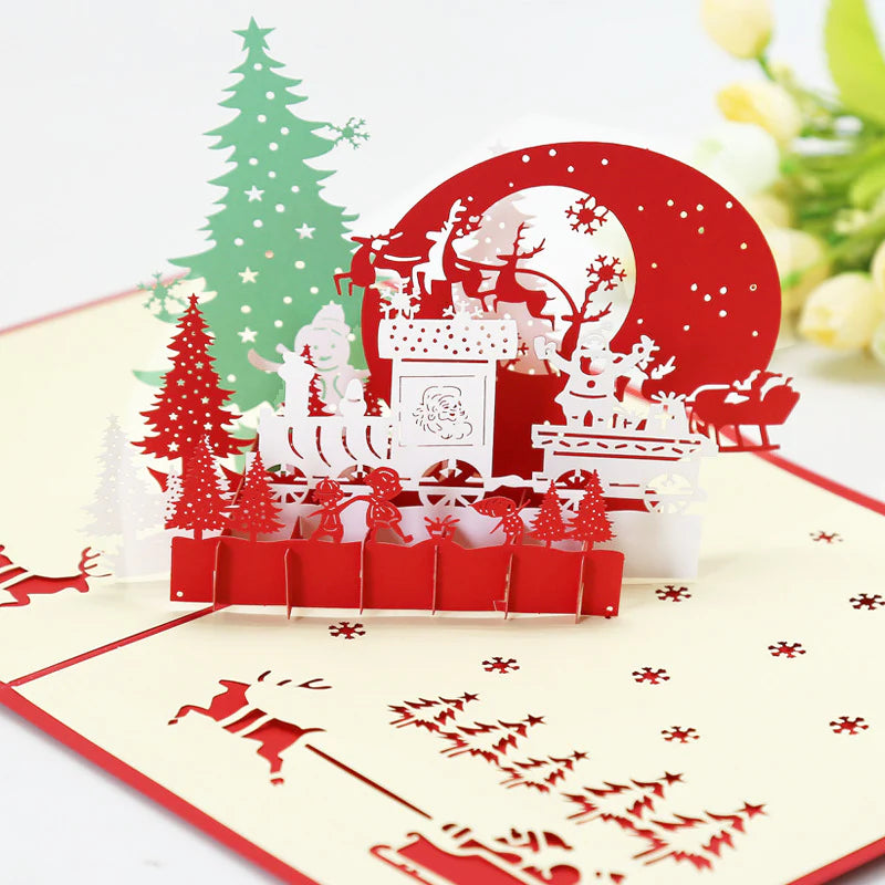 Hollow paper carving hut section-Recordable stereo greeting card ktclubs.com