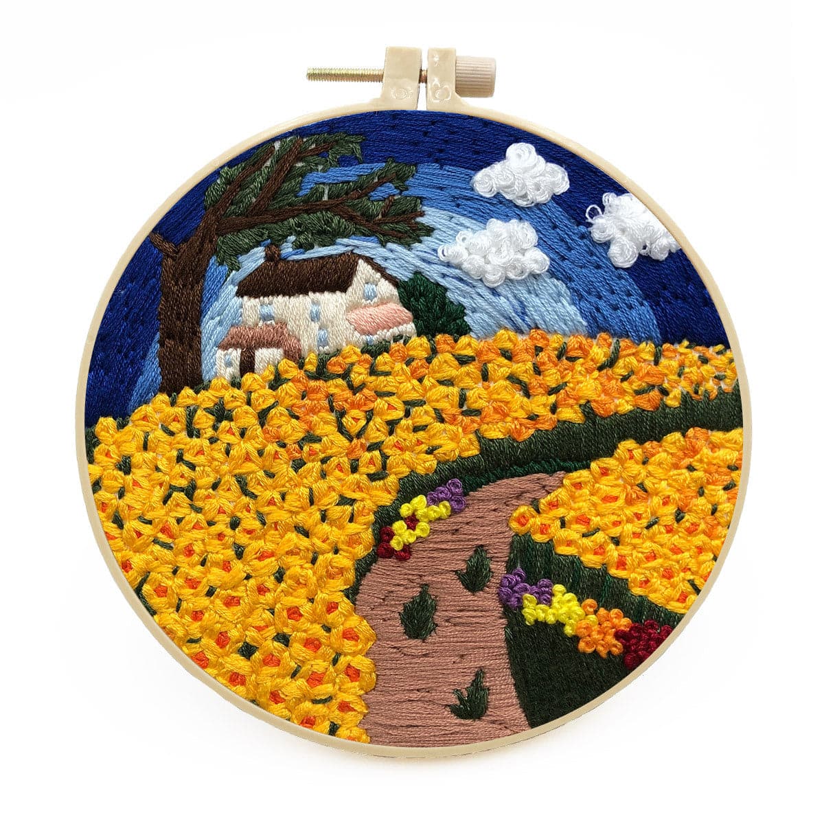"House in a Field of Flowers" - Embroidery ktclubs.com