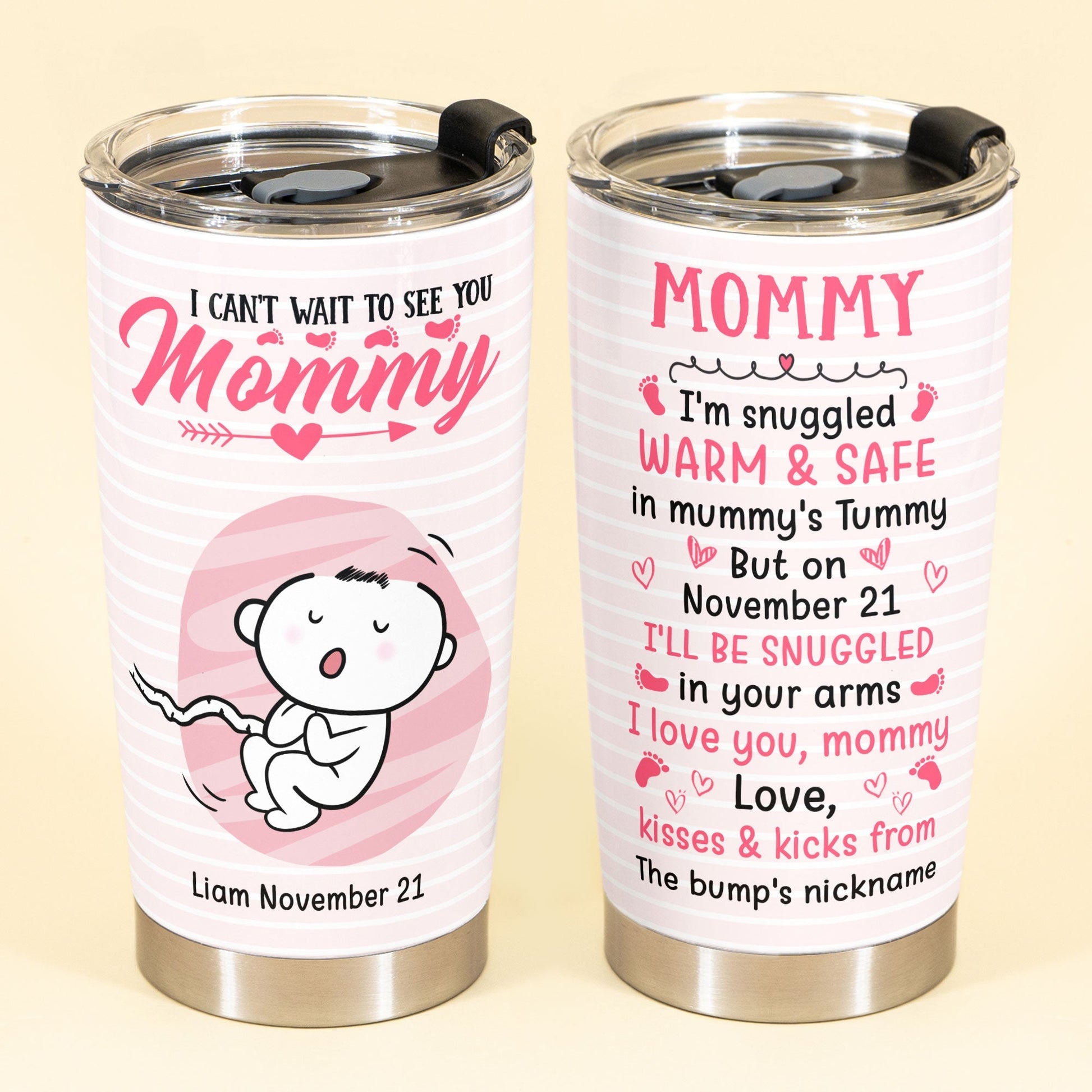 I Can't Wait To See You - Personalized Tumbler Cup - Gift For Mom - Baby Pump
