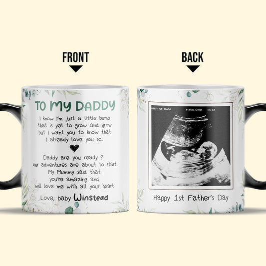 I Know I'm Just A Little Bump - Personalized Color Changing Mug - Father's Day, Birthday, First Father's Day Gift For Daddy-To-Be Gift For Dad, Papa, Father, Daddy - From Bump, Baby