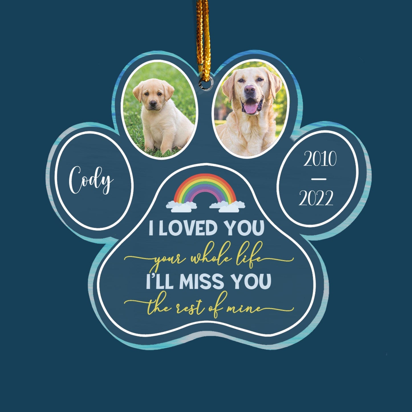 I'll Miss You The Rest Of Mine - Personalized Custom Shaped Acrylic Ornament - Memorial, Sympathy Gift For Dog Lovers, Cat Lovers