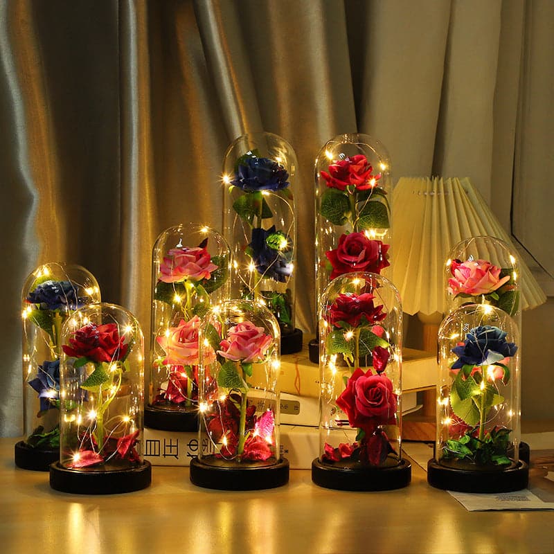 Luminous glass cover ornament creative roses birthday gift glass crafts ktclubs.com