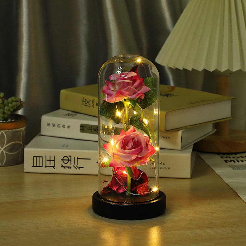 Luminous glass cover ornament creative roses birthday gift glass crafts ktclubs.com
