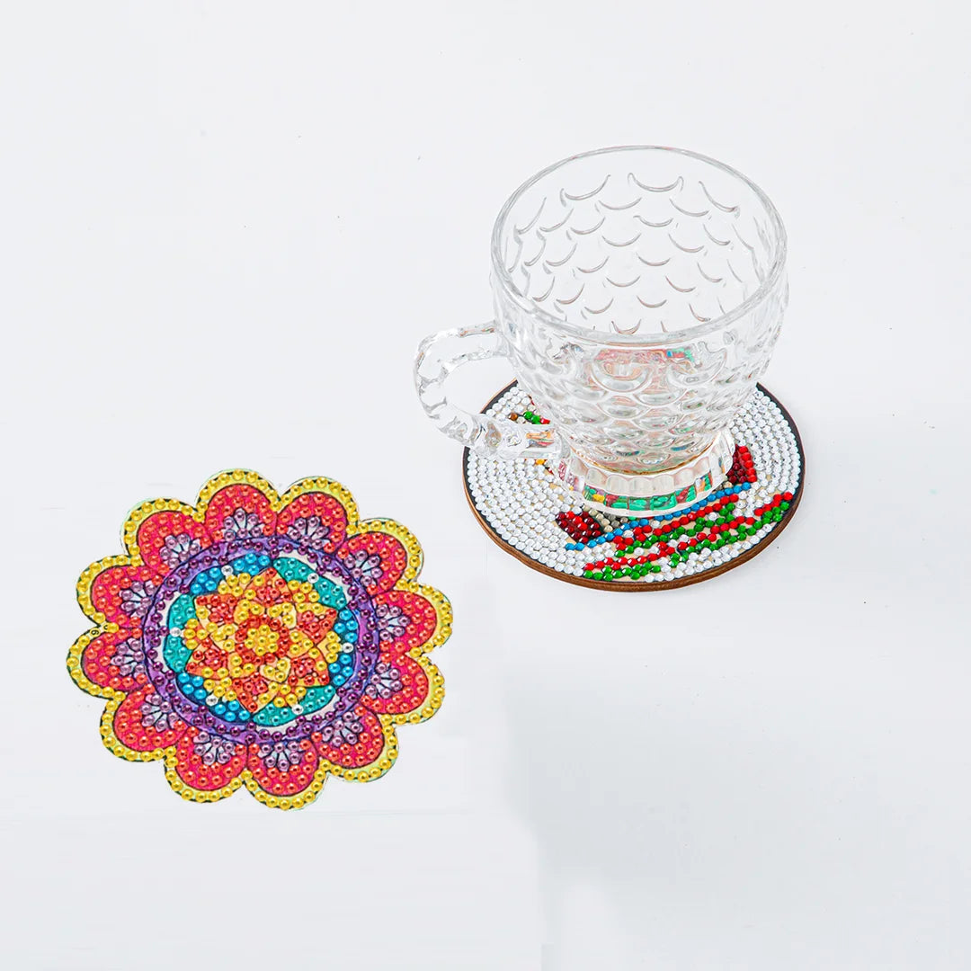 Mandala flower diamond painting coaster ktclubs.com
