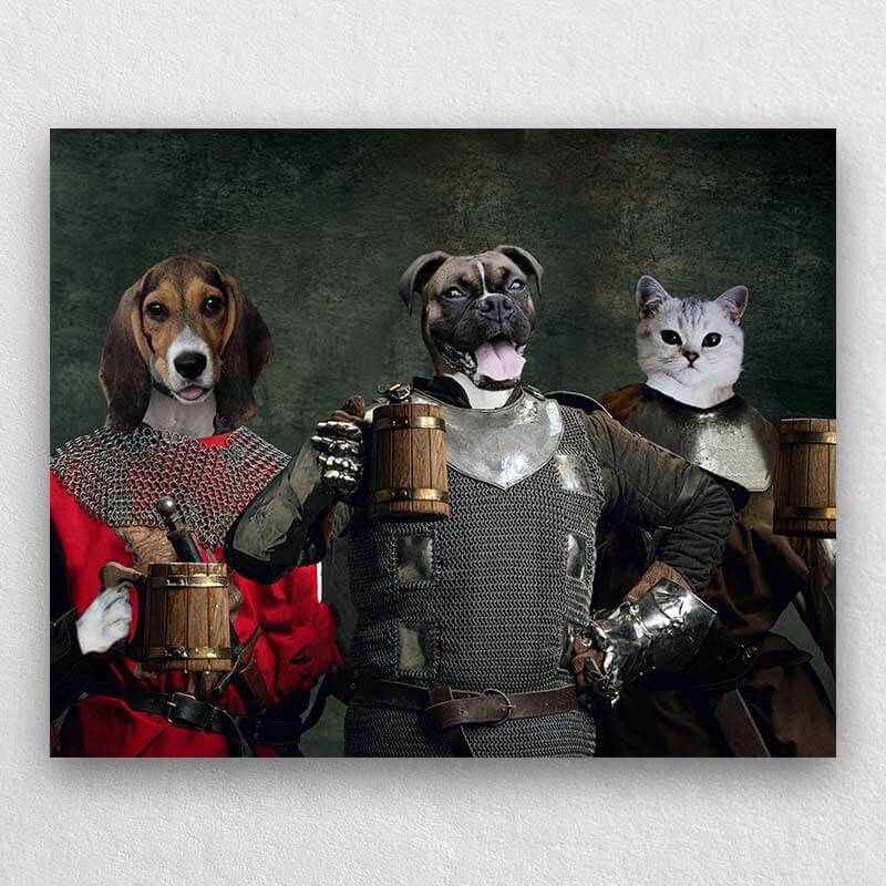 Medieval Warriors With Frothy Beer Portrait Of Animals ktclubs.com
