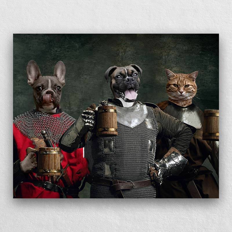 Medieval Warriors With Frothy Beer Portrait Of Animals ktclubs.com