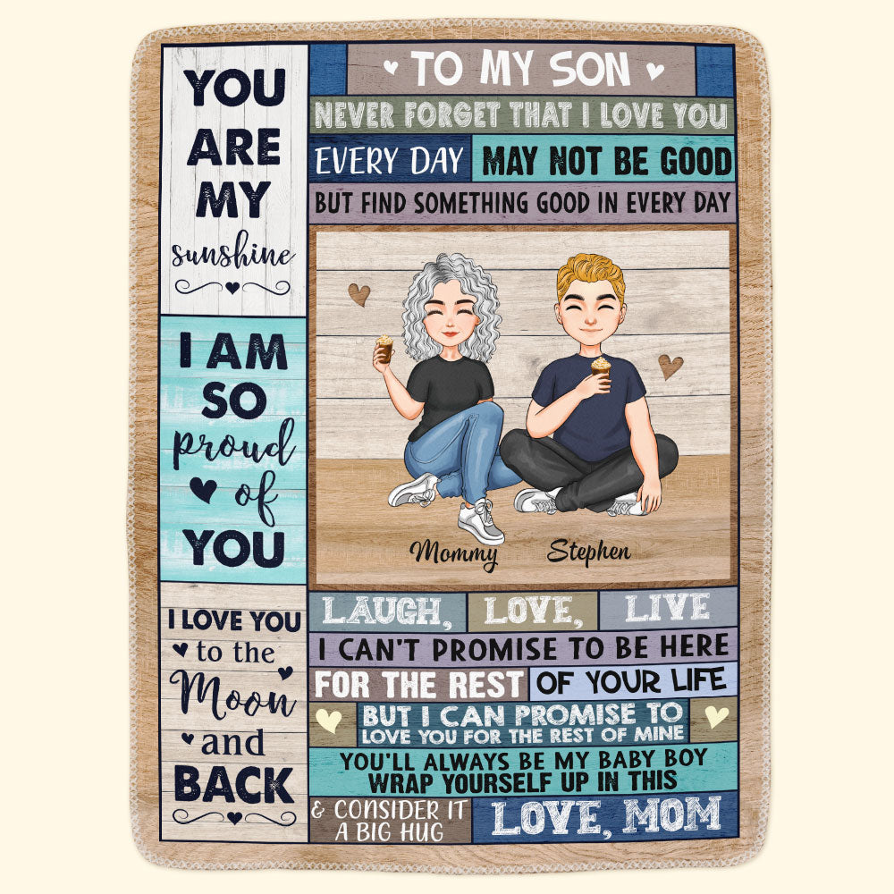 My Son - I Love You To The Moon And Back - Personalized Blanket - Christmas, Loving Gift For Your Sons, Your Baby Girl, Your Baby Boy