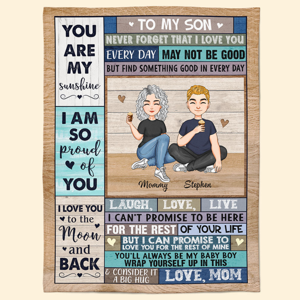 My Son - I Love You To The Moon And Back - Personalized Blanket - Christmas, Loving Gift For Your Sons, Your Baby Girl, Your Baby Boy