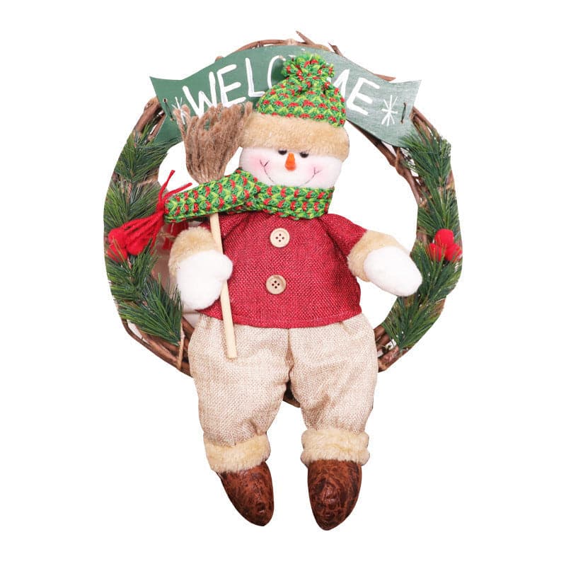 New Christmas decorations garland Santa Claus doll simulation rattan ring shop door hanging Christmas pendant ktclubs.com