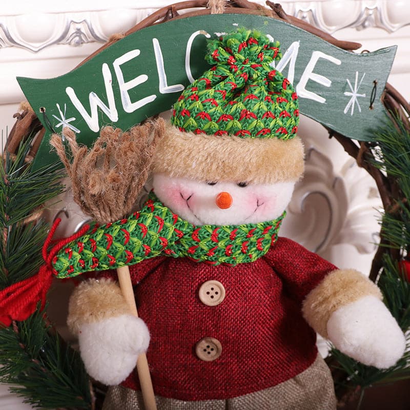 New Christmas decorations garland Santa Claus doll simulation rattan ring shop door hanging Christmas pendant ktclubs.com