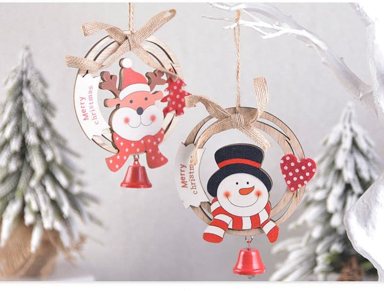 New Christmas decorations wooden Christmas wreath hanging Christmas tree bells decoration wooden letter charm ktclubs.com
