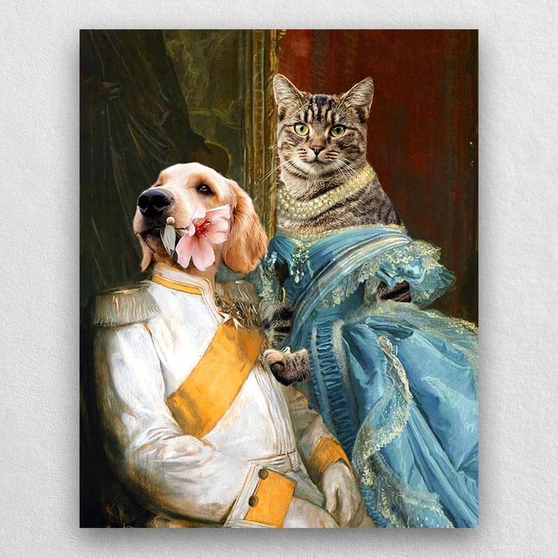 Noble Couple Custom Royal Pet Canvas Art for 2 Pet Portraits ktclubs.com