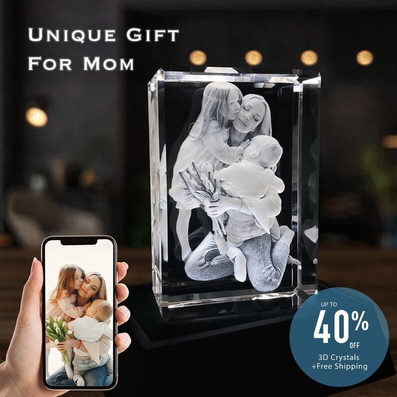 Personalized Gifts for Mom from Daughter, Fall Decor Custom Portrait, Laser Etched Picture, Personalized 3D Photo Crystal Portrait ktclubs.com