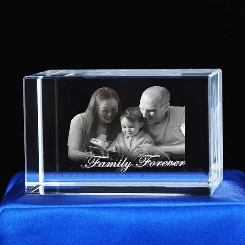 Personalized Mother’s Day Gift from Daughter, Custom Engraved Picture, Laser Etch Print, Tabletop Home Decor | 3D Photo Crystal Rectangle ktclubs.com