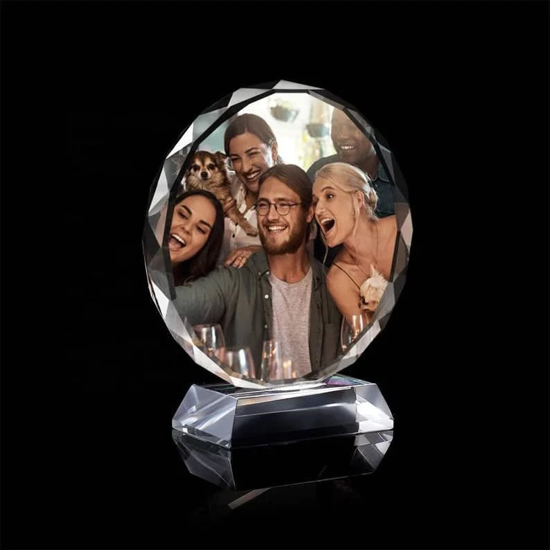 Personalized Photo Transparent Frame Picture Frame Custom Picture Round Shaped Frame Crystal Customized 3D Round Shape Crystal Picture ktclubs.com