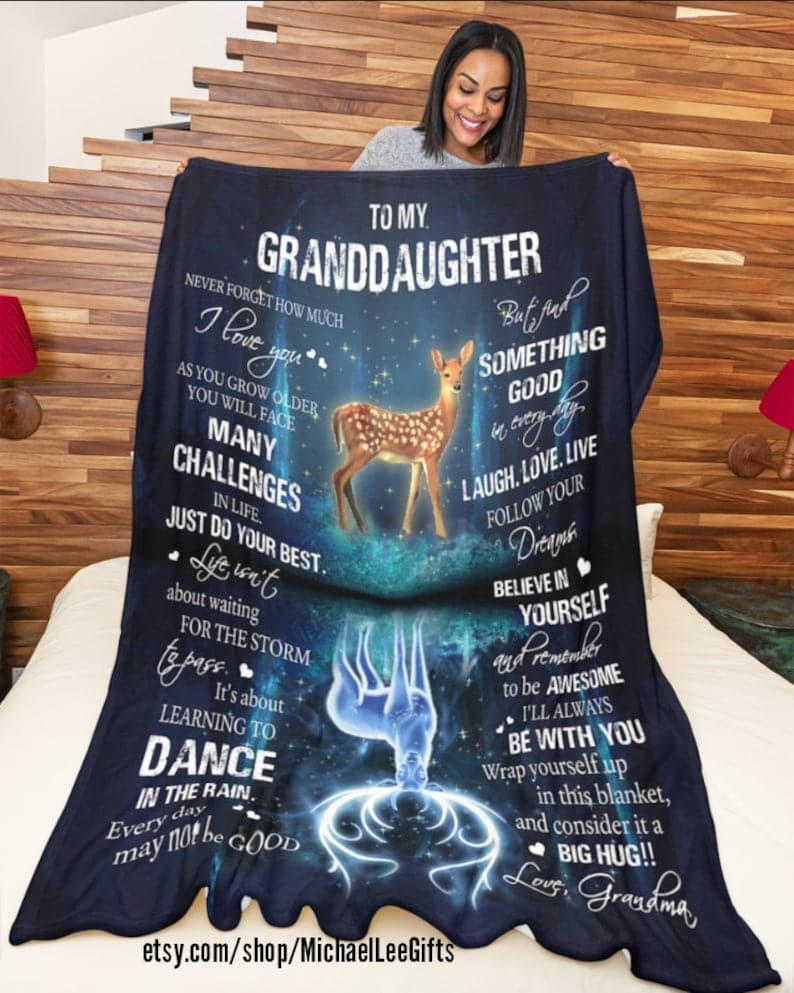Personalized To My Granddaughter From Grandma Fleece Sherpa blanket Granddaughter blanket Granddaughter throws christmas granddaughter gift ktclubs.com