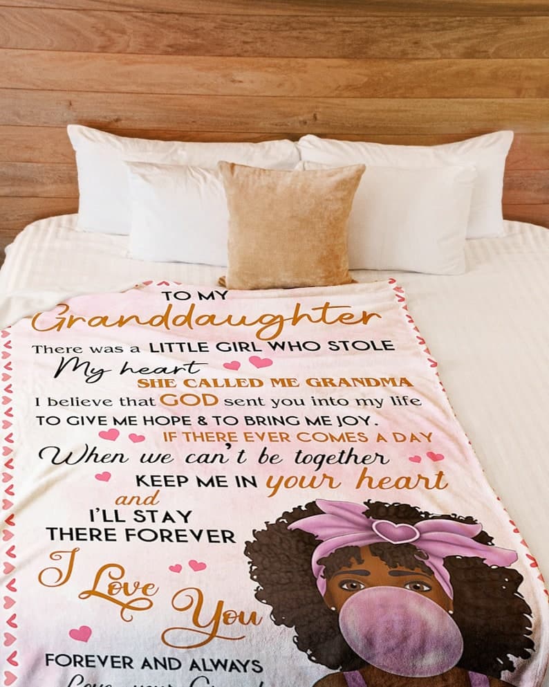 Personalized To My Granddaughter Keep Me In Your Heart Love From Grandma| Fleece Sherpa Woven Blankets| Gifts For Granddaughter ktclubs.com