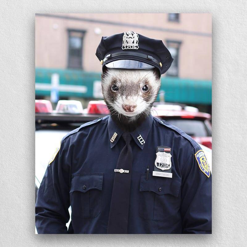 Police Officer Unique Pet Portraits Custom Pet Pictures ktclubs.com