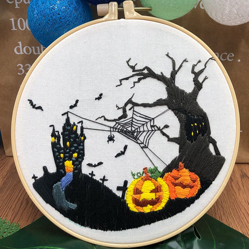 Pumpkin skull-embroidery ktclubs.com