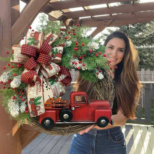 Red Truck Christmas Wreath Door Hanging Christmas Wreath ktclubs.com