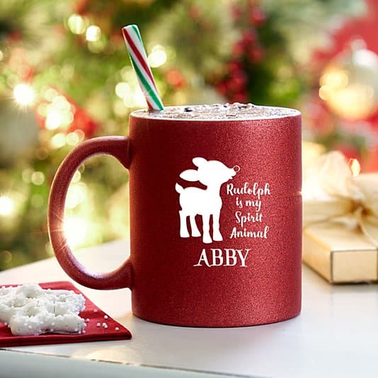 Rudolph® is My Spirit Animal Red Shimmer Mug ktclubs.com