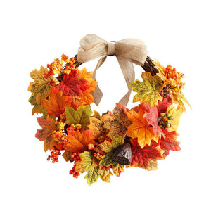 Simulated maple leaf wreath door hanging autumn colour rattan circle wall home decoration harvest festival hanging decoration ktclubs.com