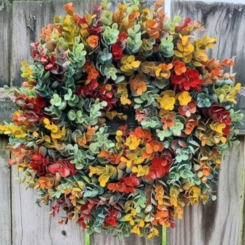 Simulation plant hanging decoration home decoration fake flowers door hanging photography props colorful eucalyptus wreath ktclubs.com