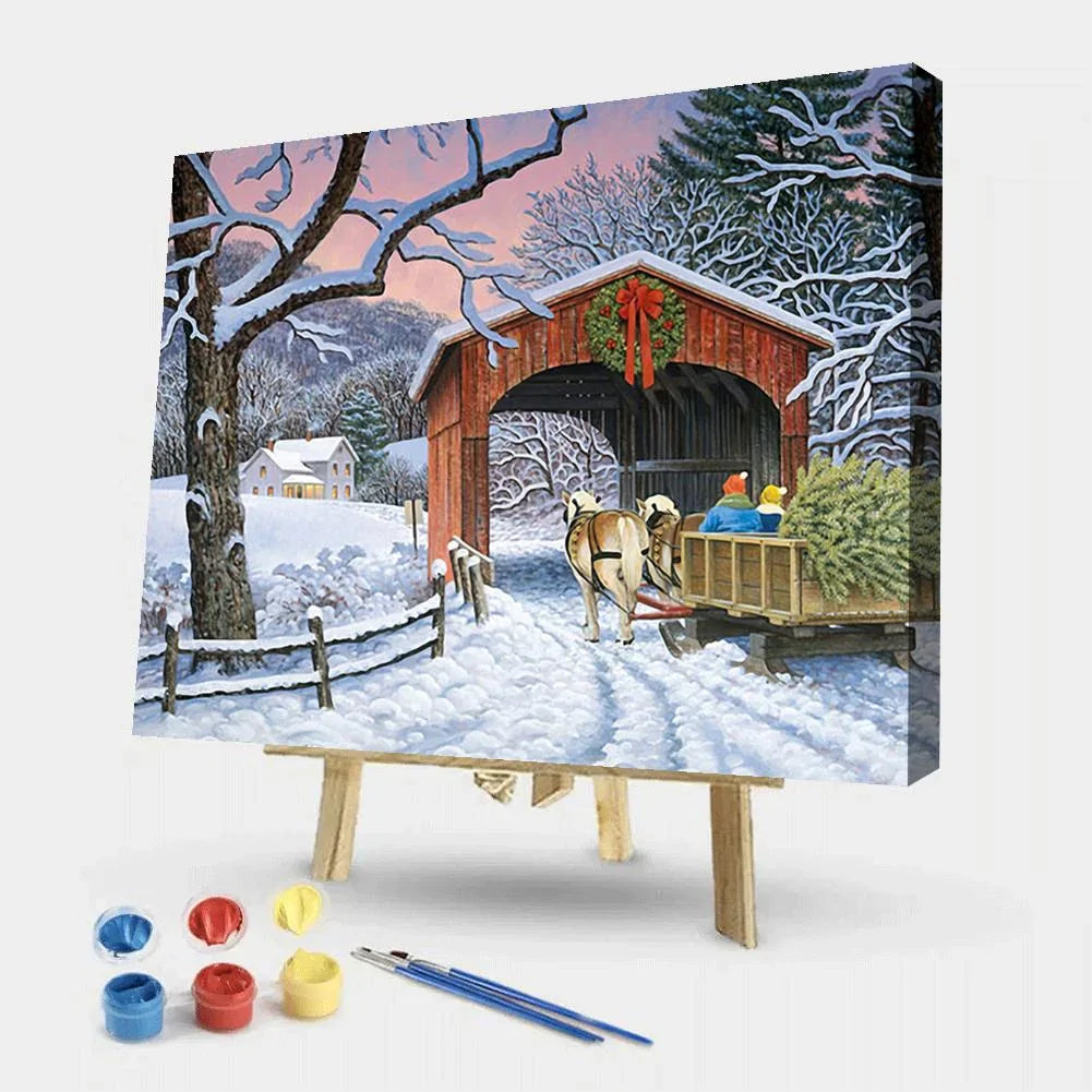 Snow Scene-Paint By Numbers 50*40cm ktclubs.com