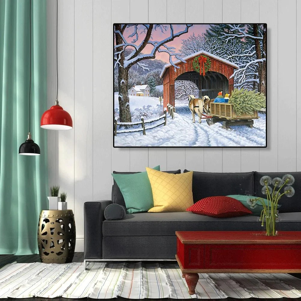 Snow Scene-Paint By Numbers 50*40cm ktclubs.com