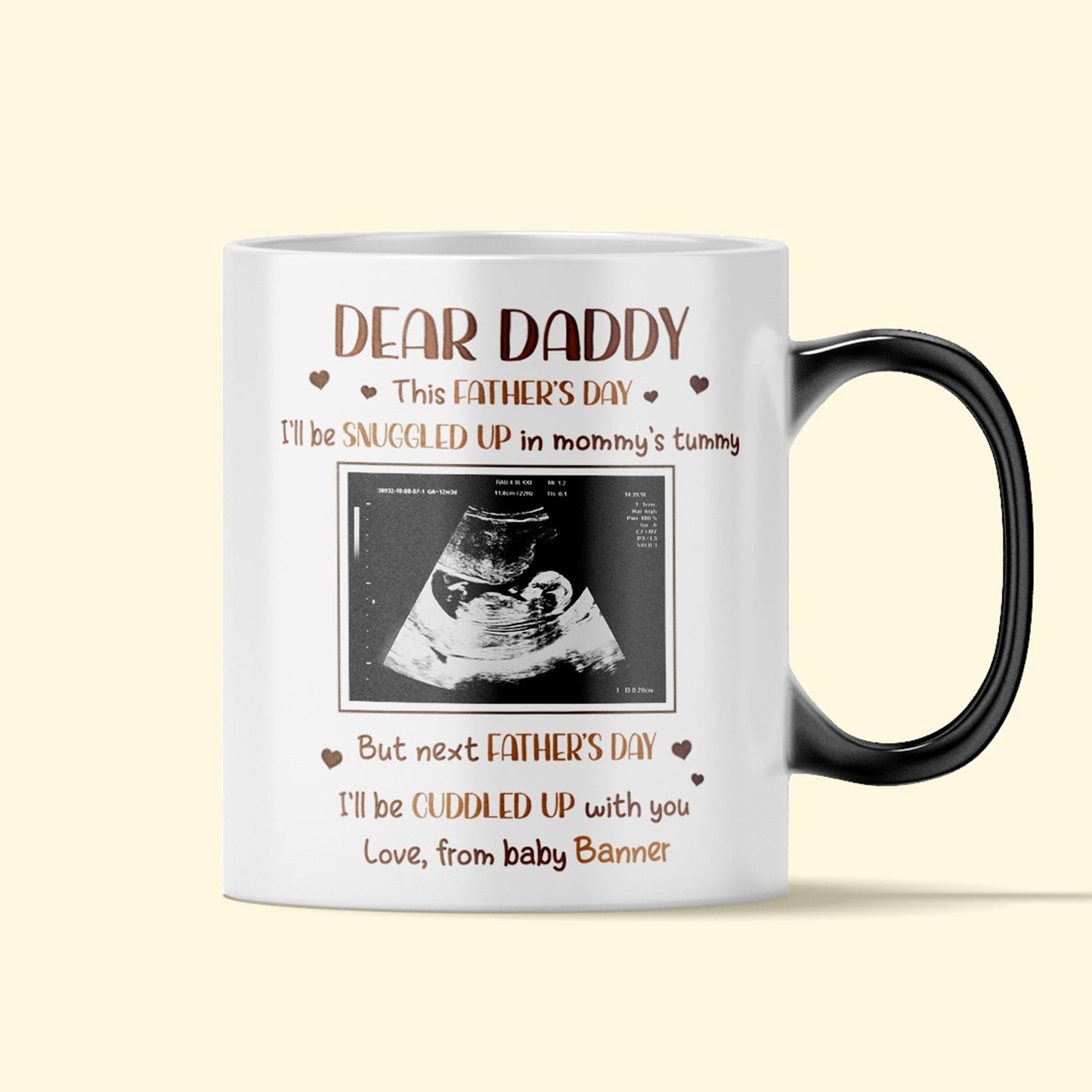 This Father's Day, I'll Be Snuggled Up In Mommy's Tummy - Personalized Color Changing Mug - Father's Day, Birthday, First Father's Day Gift For Daddy-To-Be Gift For Dad, Papa, Father, Daddy - From Bump, Baby