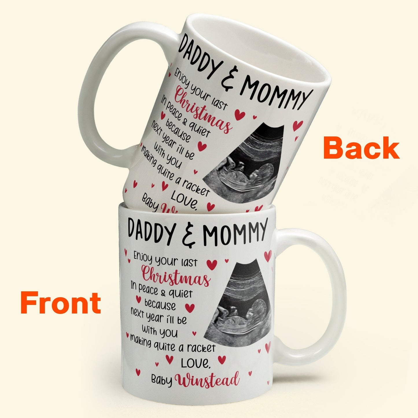 This Christmas, I'll Be Suggled Up In Mommy's Tummy - Personalized Mug - Christmas Gift For Daddy-To-Be, Father, Grandma, Grandpa, Family Members - From Baby, Bump