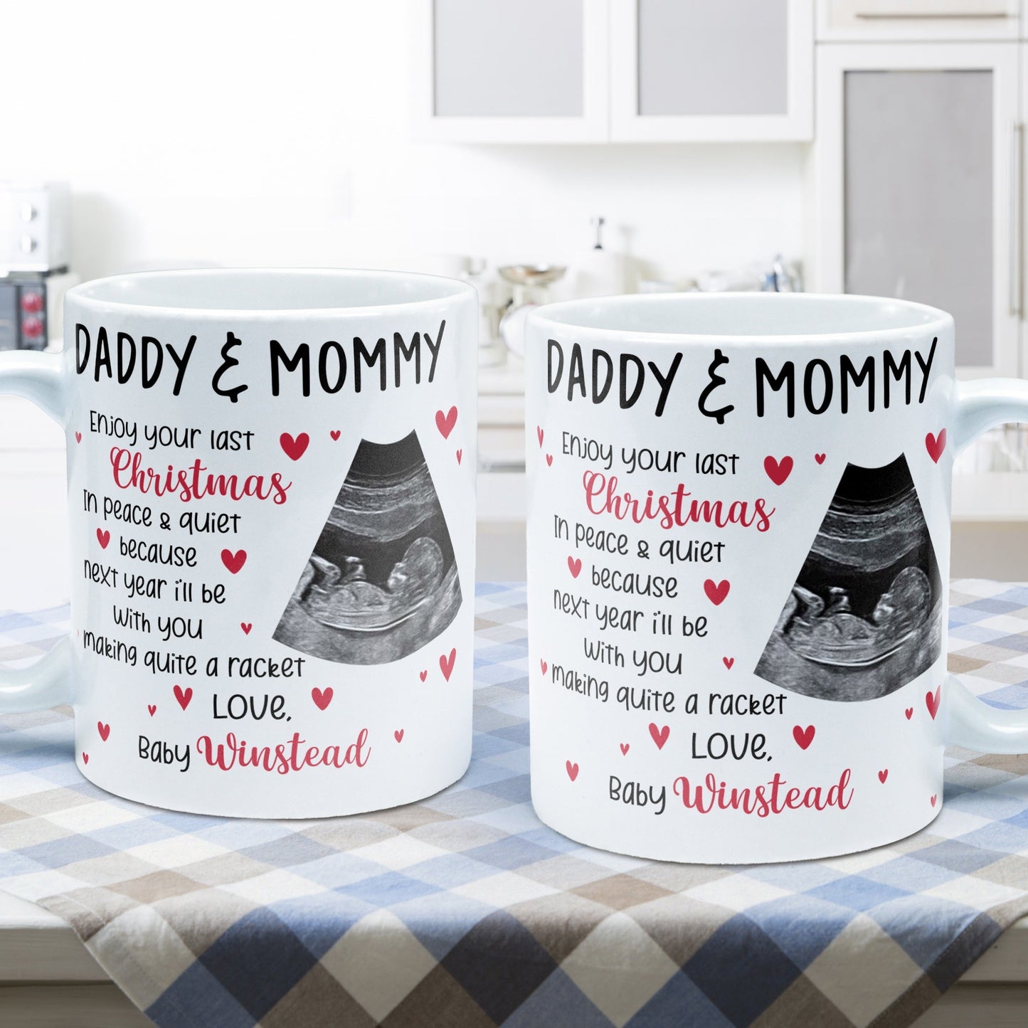 This Christmas, I'll Be Suggled Up In Mommy's Tummy - Personalized Mug - Christmas Gift For Daddy-To-Be, Father, Grandma, Grandpa, Family Members - From Baby, Bump