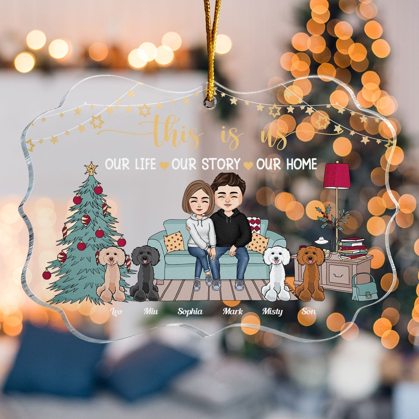 This Is Our Home - Personalized Acrylic Ornament - Christmas Gift For Couple, Husband, Wife, Spouse, Pet Lover, Dog Parents, Cat Owners