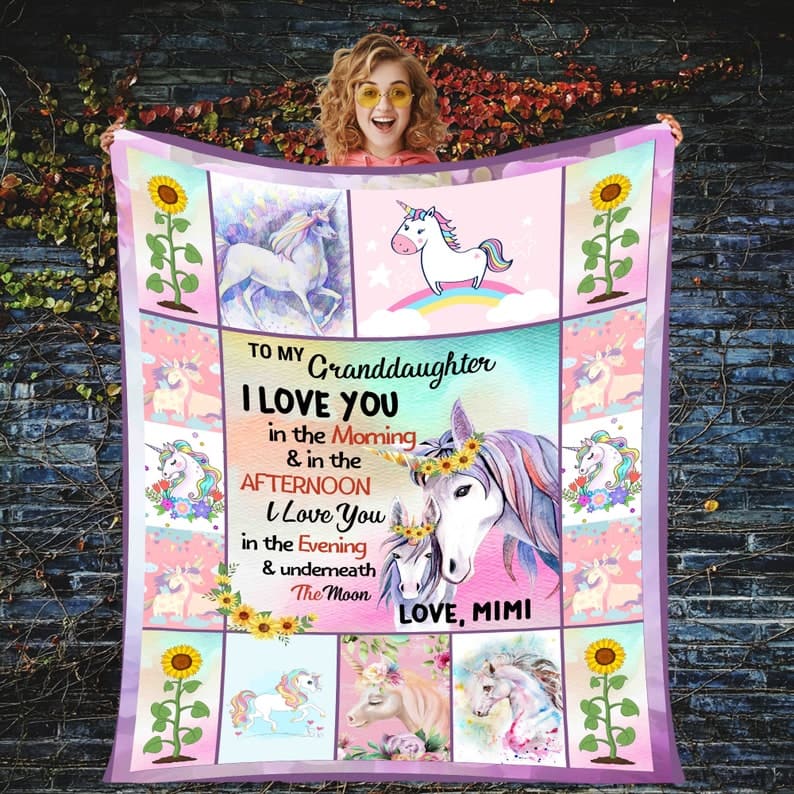 To My Granddaughter Customized Blanket, Gift For Granddaughter, Gift For Christmas, Unicorn Blanket For Girls, Unicorn Gift For Girls ktclubs.com