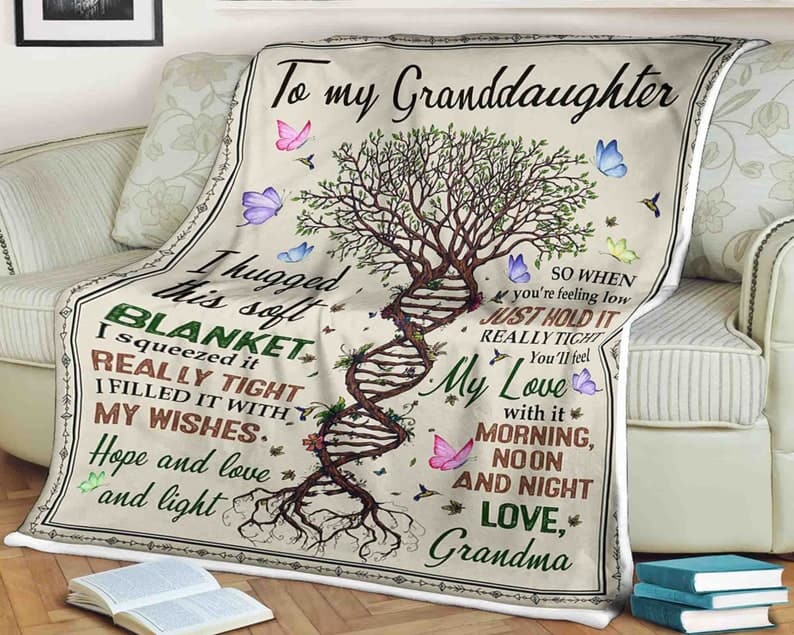 Tree blanket, butterfly blanket, to my granddaughter, family blanket,custom name blanket, anniversary blanket, grandma blanket gift, my love ktclubs.com
