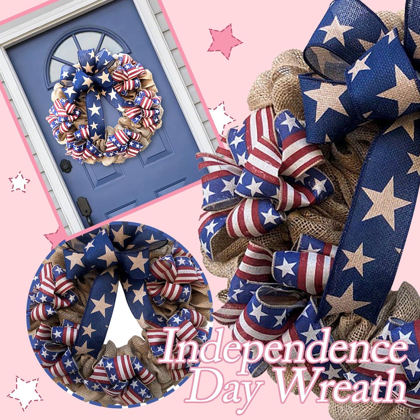 USA Independence Day Wreath 30CM Door Hanging Home Fabric Decoration Arrangement ktclubs.com