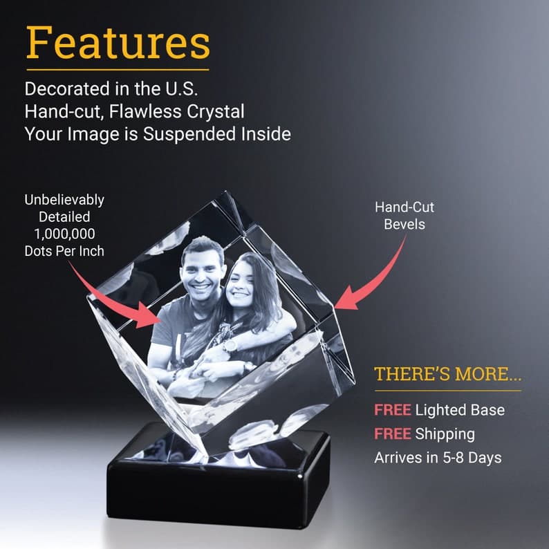 Unique 3D Photo Gift for Mom, Engraved Photo Crystal, LED light base, Lady Boss Gifts, Mother Birthday Present, Custom Family Photo Frame ktclubs.com